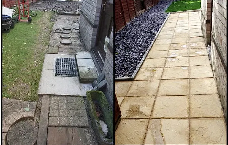 Before / After: Garden path relaid and edged